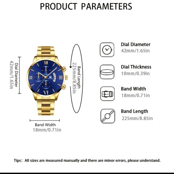 Men's Business Quartz Watch With Fashion Decorative Three-Eye Six-Hand Calendar - Picture 2 of 2